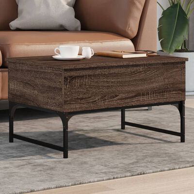 vidaXL Table basse chêne marron 70x50x40 cm bois d'ingénierie et métal