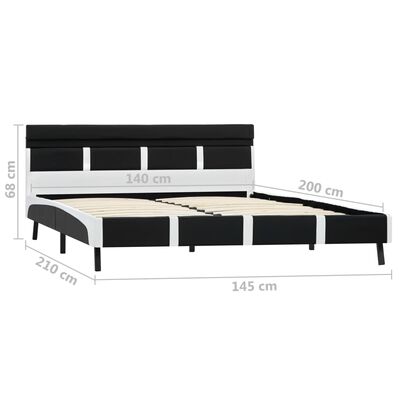 vidaXL Cadre de lit avec LED noir similicuir 140 x 200 cm