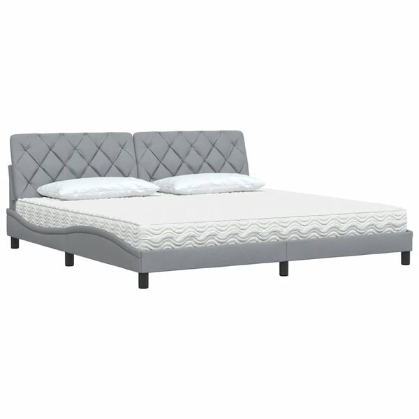 vidaXL Lit avec matelas gris clair 200x200 cm tissu