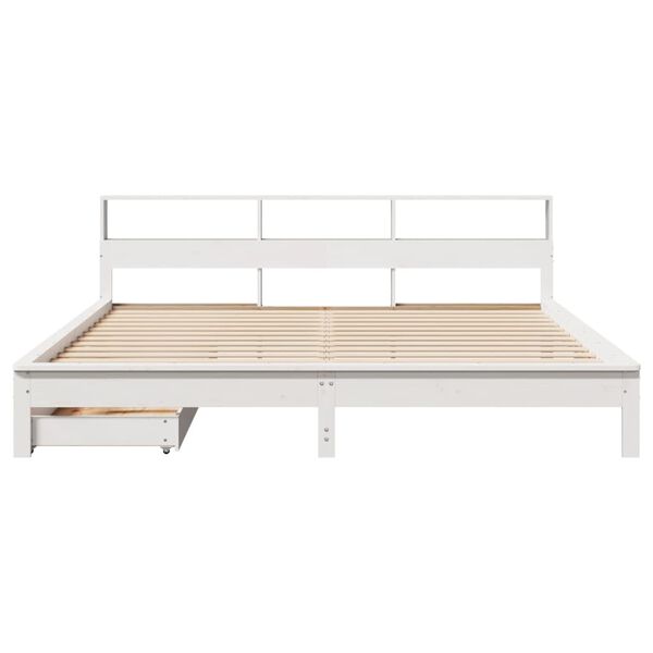 vidaXL Lit biblioth&egrave;que sans matelas blanc 200x200 cm bois pin massif