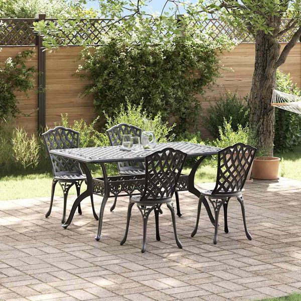vidaXL Ensemble de salle &agrave; manger pour jardin 5 pcs Noir Aluminium