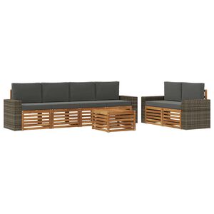 vidaXL Ensemble de canap&eacute;s d'ext&eacute;rieur 7 pc Naturel et Anthracite
