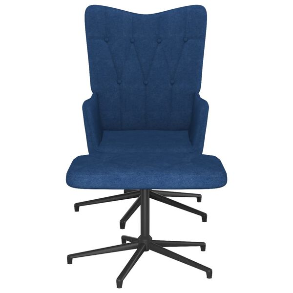 vidaXL Chaise de relaxation avec tabouret Bleu Tissu