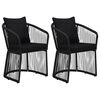 vidaXL Chaises de jardin lot de 2 et coussins et oreillers Rotin PVC