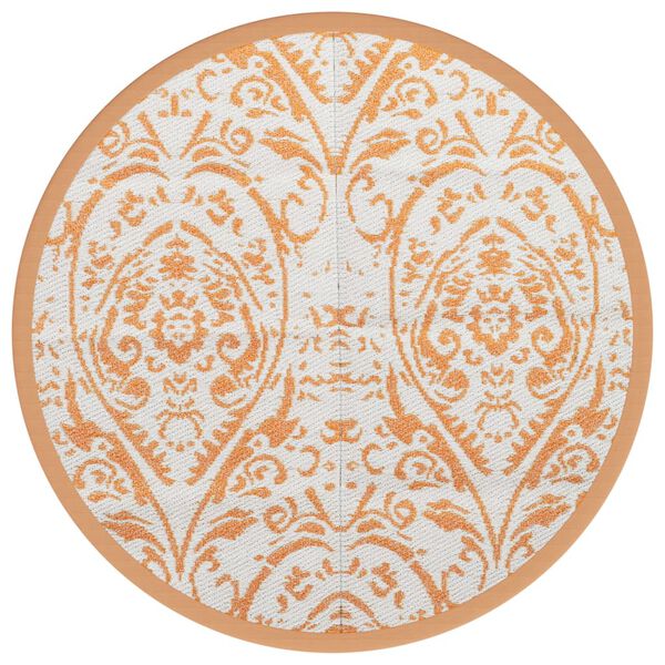 vidaXL Tapis d'extérieur ARAKIL orange et blanc Ø120 cm PP