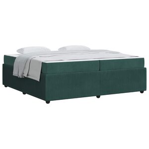 vidaXL Cadre de lit avec matelas Vert fonc&eacute; 200 x 200 cm tissu