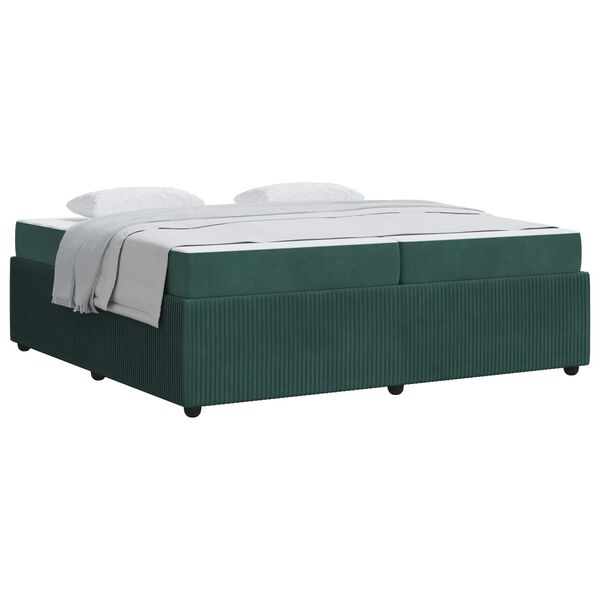 vidaXL Cadre de lit avec matelas Vert fonc&eacute; 200 x 200 cm tissu