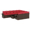 vidaXL Ensemble de canap&eacute; de jardin 11 pcs avec coussins marron r&eacute;sine tress&eacute;e
