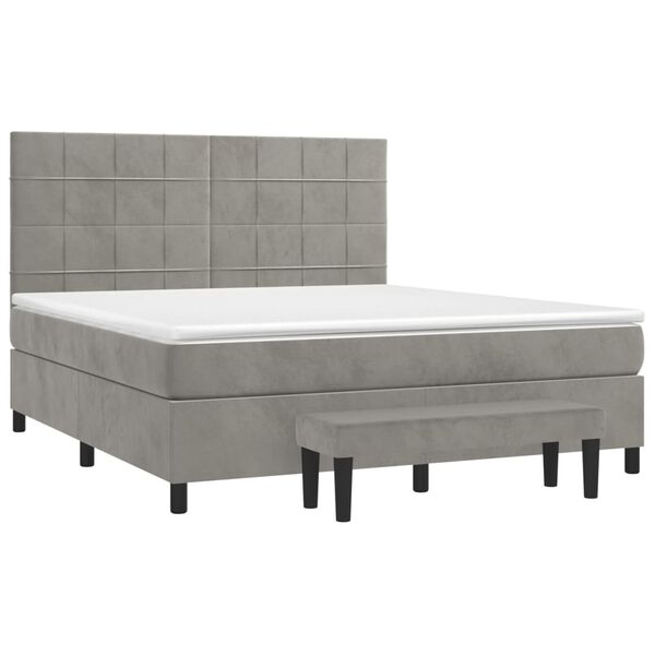 vidaXL Sommier &agrave; lattes de lit et matelas Gris clair 160x200cm Velours