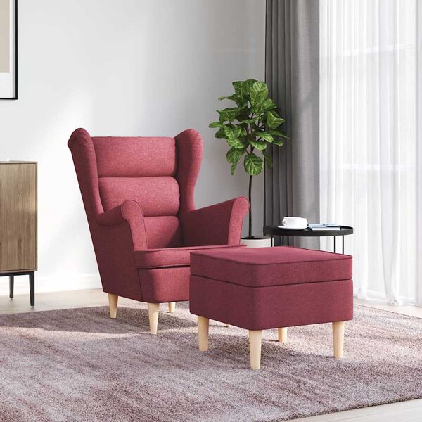 vidaXL Fauteuil avec repose-pied Rouge bordeaux Tissu