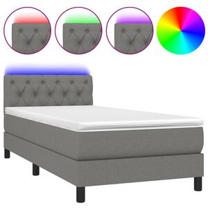 vidaXL Sommier &agrave; lattes de lit avec matelas et LED Gris fonc&eacute; 80x200cm