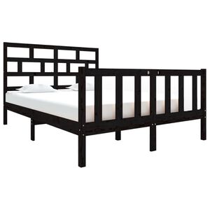 vidaXL Cadre de lit sans matelas noir bois de pin massif