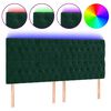 vidaXL T&ecirc;te de lit &agrave; LED Vert fonc&eacute; 200x7x118/128 cm Velours