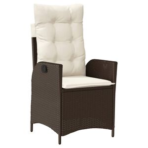 vidaXL Chaise inclinable de jardin avec coussins marron r&eacute;sine tress&eacute;e