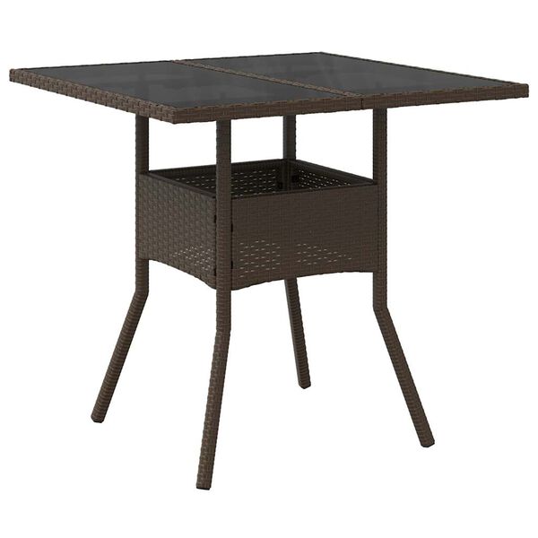 vidaXL Ensemble &agrave; manger de jardin et coussins 3pcs marron rotin verre