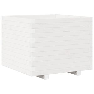 vidaXL Jardini&egrave;re blanc 60x60x49,5 cm bois de pin massif