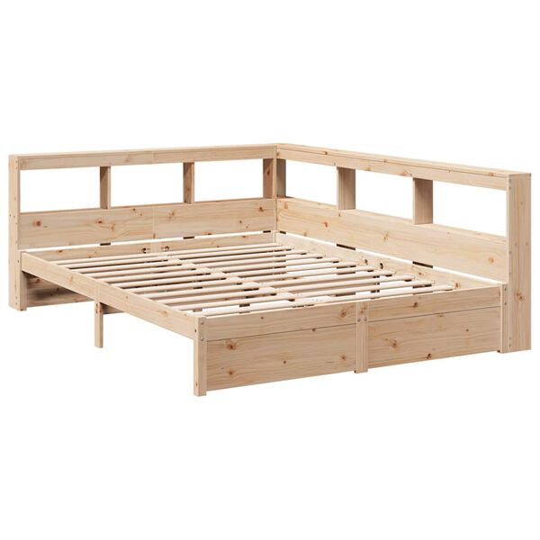 vidaXL Lit biblioth&egrave;que sans matelas 150x200 cm bois massif de pin