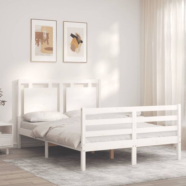 vidaXL Cadre de lit sans matelas blanc 140x190 cm bois massif