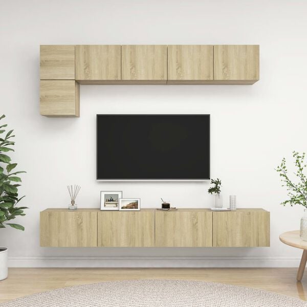 vidaXL Ensemble de meuble TV 5 pcs Ch&ecirc;ne sonoma Bois d'ing&eacute;nierie