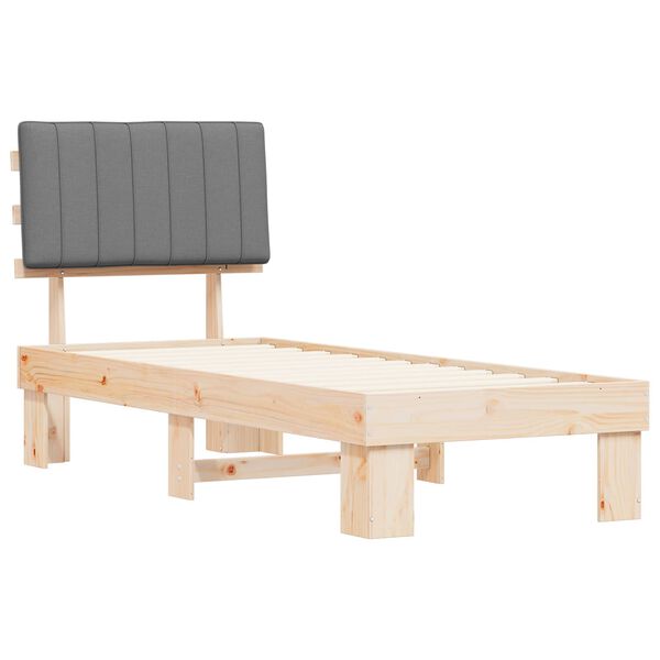 vidaXL Cadre de lit avec t&ecirc;te de lit rembourr&eacute;e Gris clair 75 x 190 cm