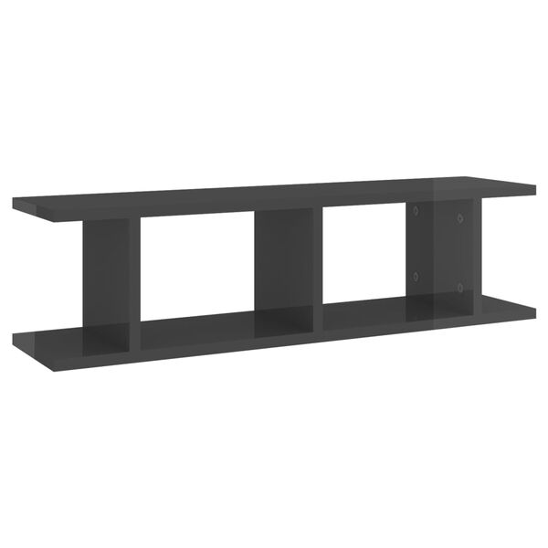 vidaXL Étagères murales 2 pcs Gris brillant 75x18x20cm bois ingénierie