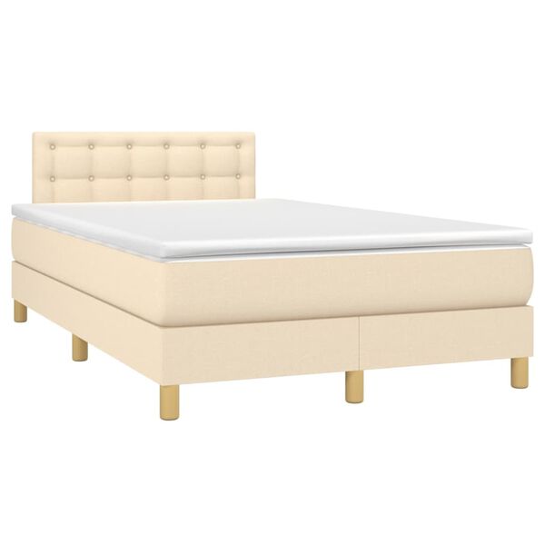 vidaXL Sommier &agrave; lattes de lit avec matelas Cr&egrave;me 120x200 cm Tissu