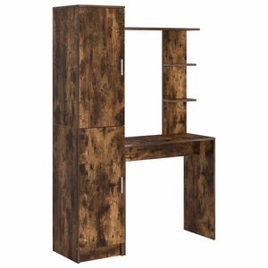 vidaXL Bureau avec &eacute;tag&egrave;re avec stockage 2 pi&egrave;ces Ch&ecirc;ne fum&eacute;