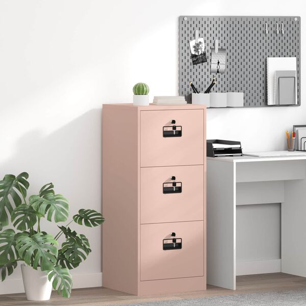 vidaXL Cabinet de Dossier Rose 44 x 50 x 106.5 cm Acier Lamin&eacute; &agrave; Froid