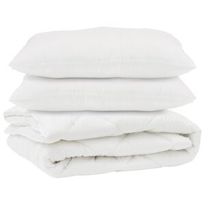 vidaXL Couette avec oreiller 3 pcs Blanc Microfibre