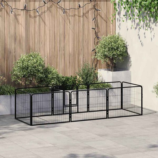 vidaXL Parc pour chiens 8 panneaux Acier 60 x 80 cm Noir