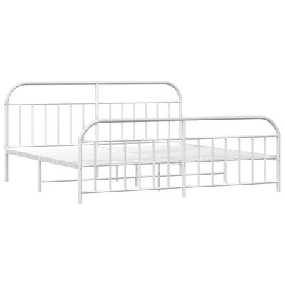 vidaXL Cadre de lit métal sans matelas et pied de lit blanc 193x203 cm