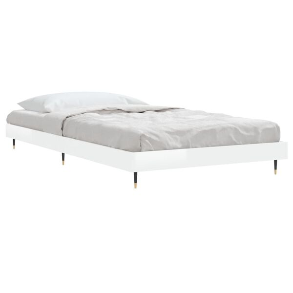 vidaXL Cadre de lit sans matelas blanc brillant 90x190 cm