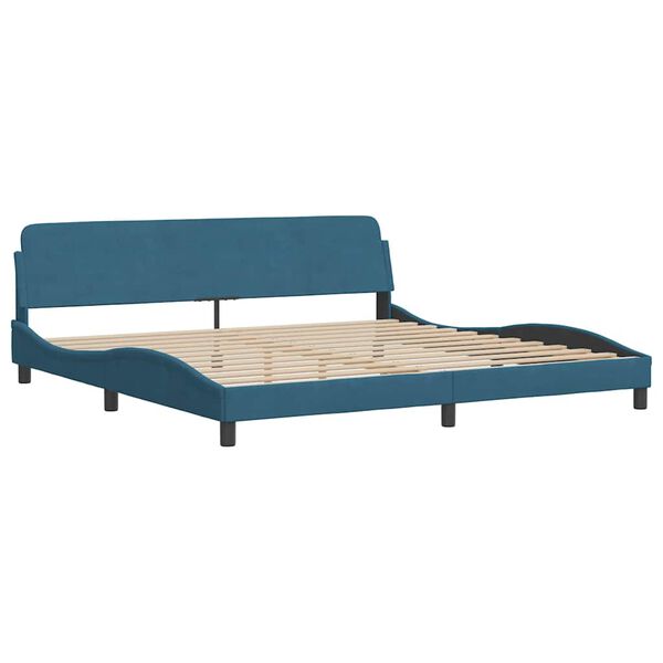 vidaXL Cadre de lit sans matelas bleu 200x200 cm velours