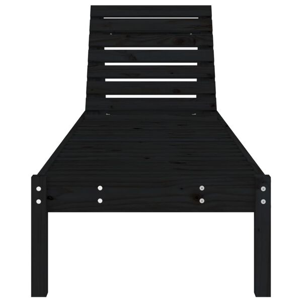 vidaXL Chaises longues lot de 2 noir 199,5x60x74 cm bois massif de pin