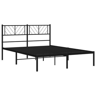 vidaXL Cadre de lit métal sans matelas avec tête de lit noir 150x200cm