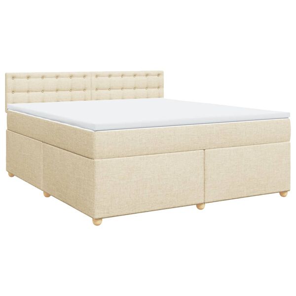 vidaXL Sommier &agrave; lattes de lit avec matelas Cr&egrave;me 180x200 cm Tissu