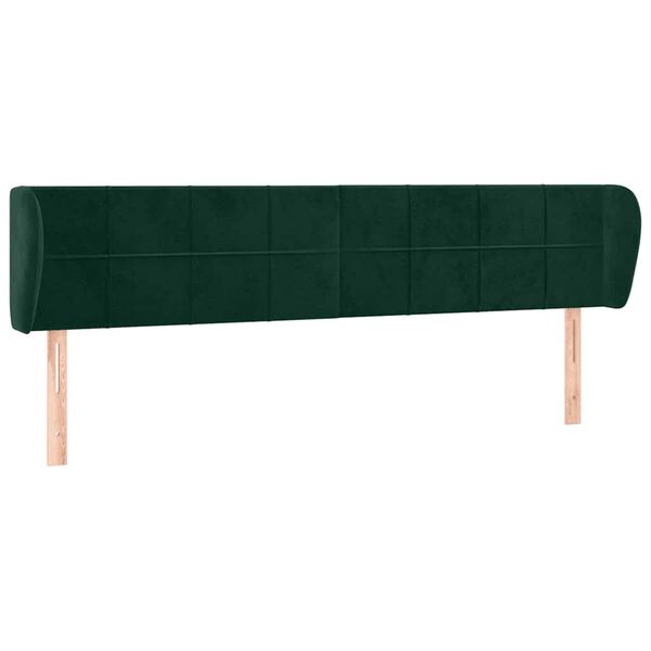 vidaXL T&ecirc;te de lit avec oreilles Vert fonc&eacute; 163x23x78/88 cm Velours