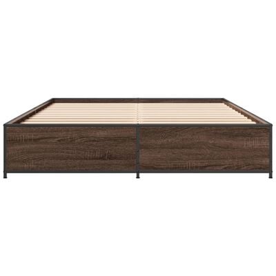 vidaXL Cadre de lit chêne marron 135x190 cm bois d'ingénierie et métal