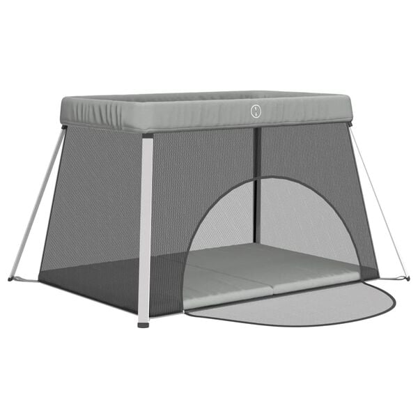 vidaXL Parc pour b&eacute;b&eacute; avec matelas Gris clair Tissu de lin