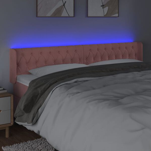 vidaXL T&ecirc;te de lit &agrave; LED Rose 183x16x78/88 cm Velours