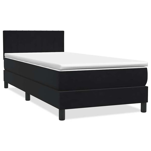 vidaXL Sommier &agrave; lattes de lit avec matelas et LED noir 80x220 cm velours