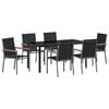 vidaXL Ensemble de salle &agrave; manger pour jardin 7 pcs Noir