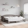 vidaXL Lit de jour avec gigogne et matelas taupe 100x200 cm tissu