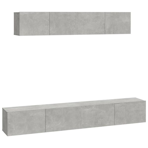 vidaXL Ensemble de meubles TV 4 pcs Gris b&eacute;ton Bois d'ing&eacute;nierie