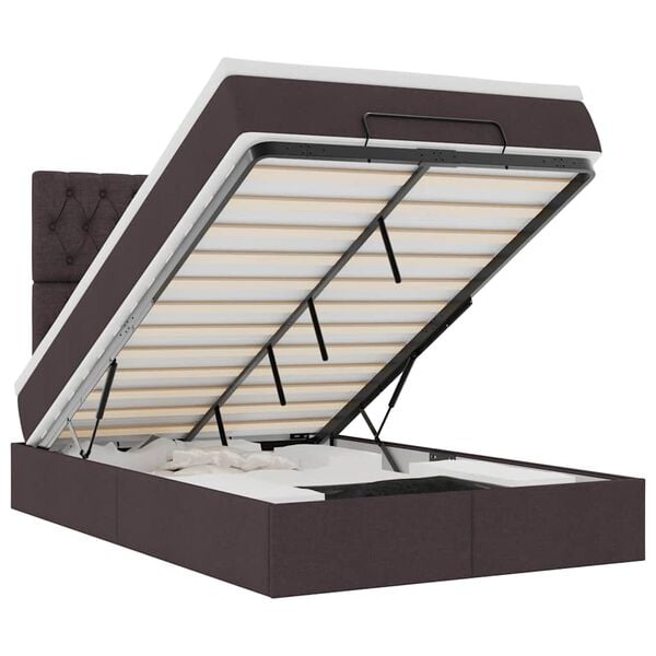 VidaXL Cadre de lit ottoman avec matelas marron fonc&eacute; 120x190 cm tissu
