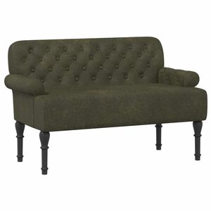 vidaXL Canap&eacute; love seat avec capitonnage en boutons Vert arm&eacute;e
