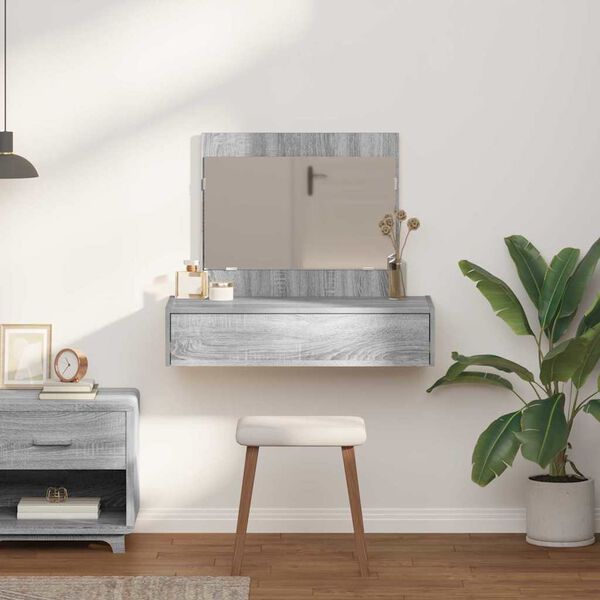 vidaXL Table de Toilette Gris 83 x 40 x 70 cm Bois d'ing&eacute;nierie
