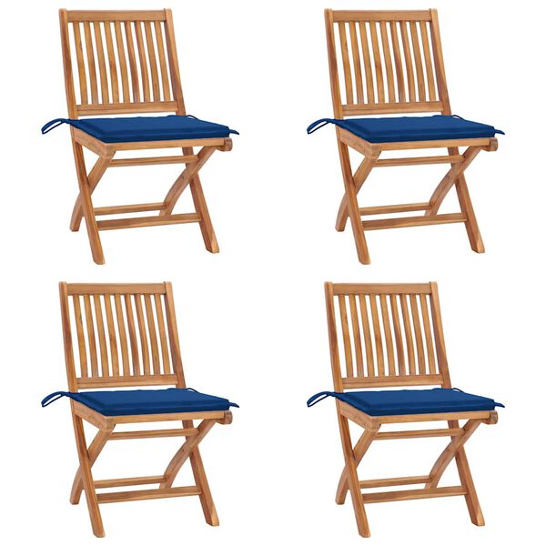 vidaXL Chaises pliables de jardin avec coussins lot de 4 Teck solide
