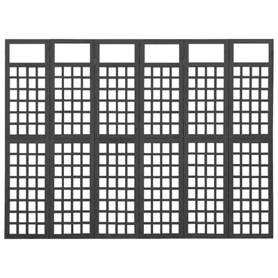vidaXL Cloison de séparation à 6 panneaux Bois de pin Noir 242,5x180cm