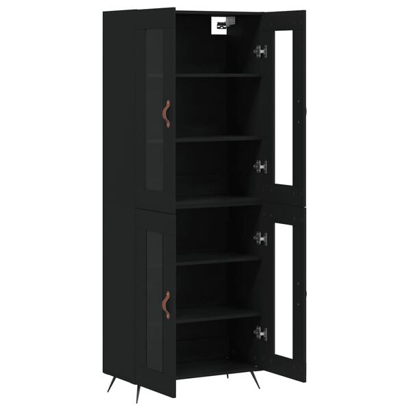 vidaXL Buffet haut Noir 69,5x34x180 cm Bois d'ing&eacute;nierie